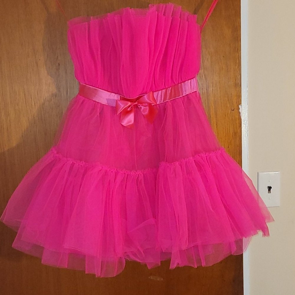 HOT PINK TULLE Tiered Dress